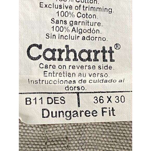 Carhartt Canvas Dungaree Carpenter Work Pants Mens 36x30 Relaxed Desert Duck B11 - Picture 8 of 16